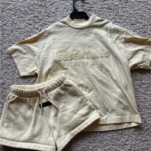 Essentials Light Yellow Sweat shorts and shirt